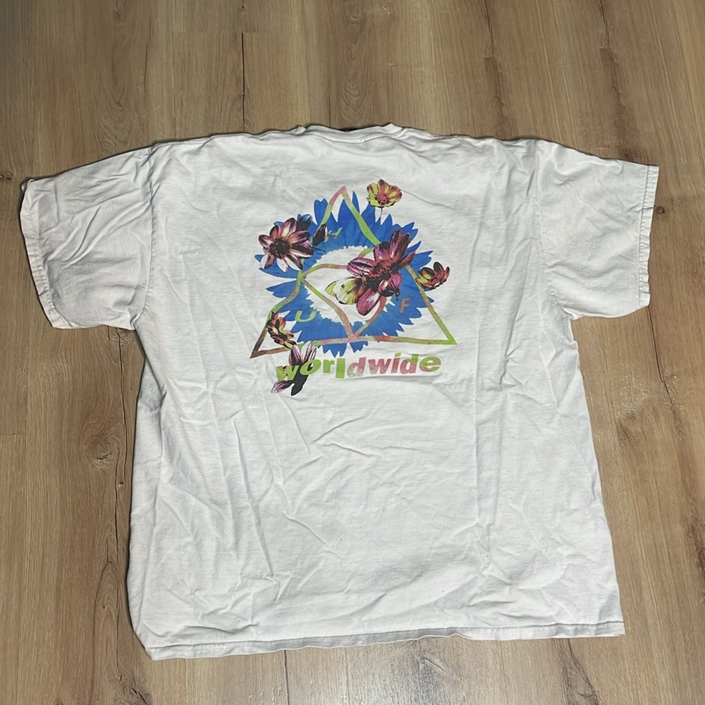 HUF White T Shirt. Size XL. Some stains, priced accordingly